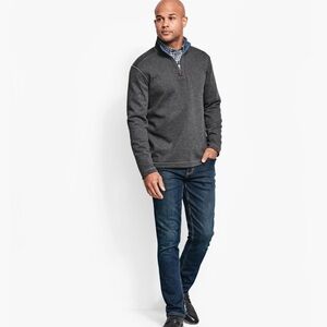 Johnston & Murphy Reversible Quarter Zip. Charcoal & Blue